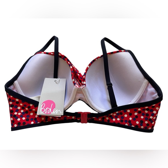 Boden Bikini Swimsuit Top 36B Red Polka Dot Halter Twist Front New - Picture 4 of 8